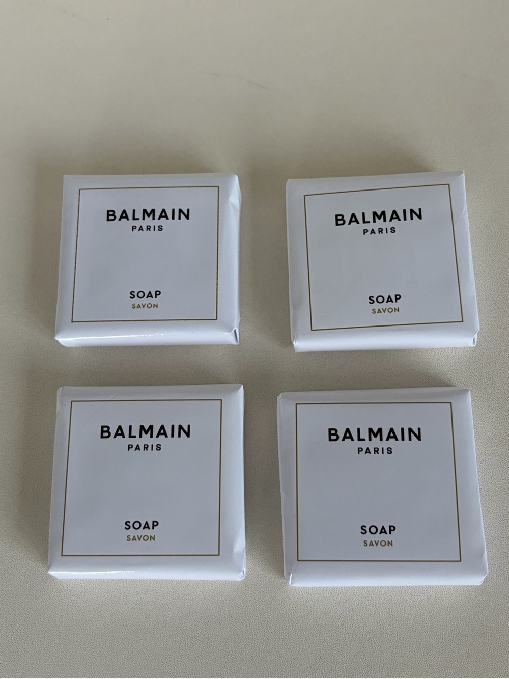 Balmain White Square Soap Bars – Set of Four